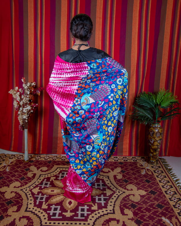 pattu sarees, pink-printed-silk
