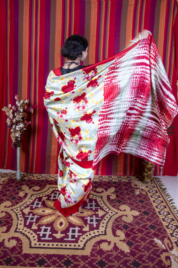 Red saree, Murshidabad Silk