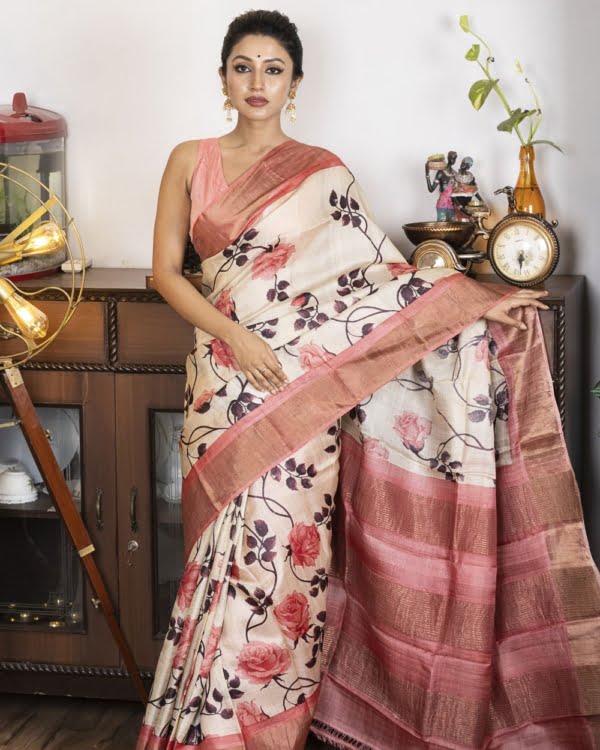 pink-and-maroon-floral-pagely-print-on-zari-border-tussar-saree