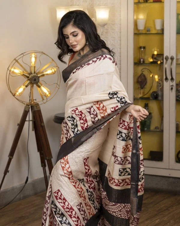 Nakshipar Zari Border Tussar Saree