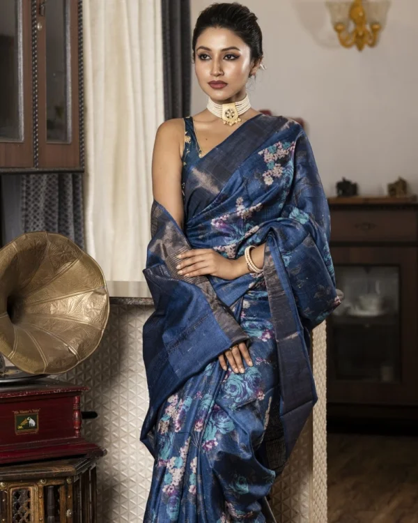 Nakshipar Multicolour Tussar Saree