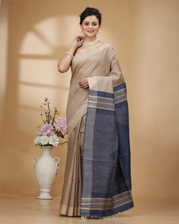 blue-weaved-stripes-on-baige-colour-saree-with-blue-designer-pallu