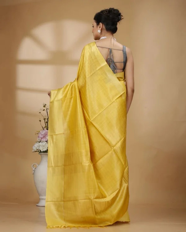 Self-Check on Golden Yellow Base with Zari Border Saree