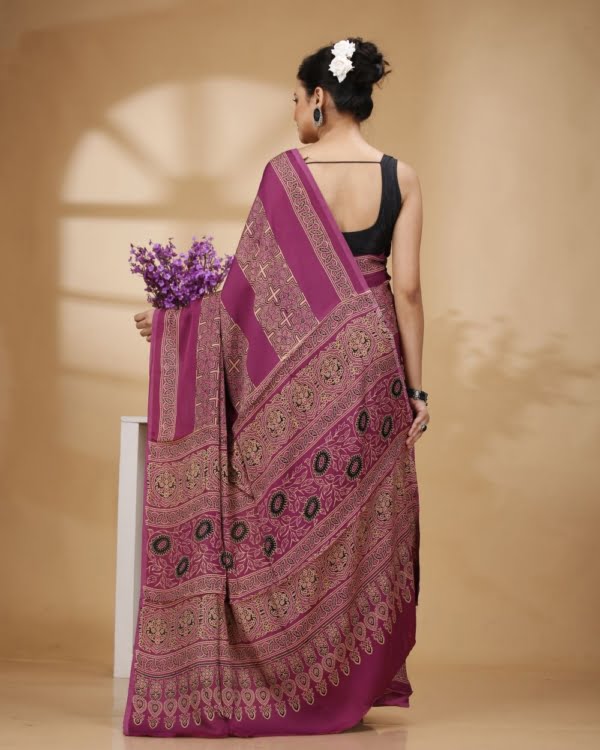 Printed Mauve Colour Modal Silk Saree