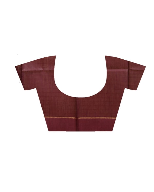 Self-Check on Wine Base with Zari Border Saree