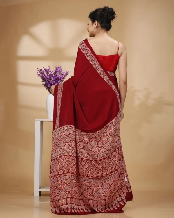 Printed Patli Pallu Maroon Colour Modal Silk Saree