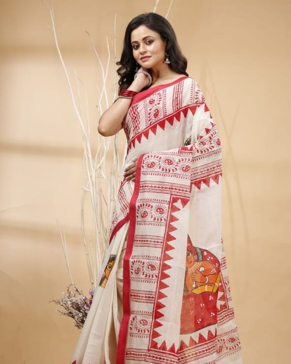 red-block-print-with-handpaint-on-red-border-cotton-saree