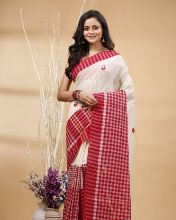 Nakshipar's Gamcha and Cotton Mix Match Saree