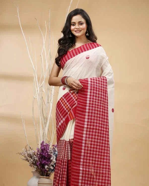 Nakshipar's Gamcha and Cotton Mix Match Saree