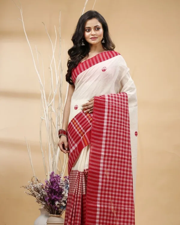 Nakshipar's Gamcha and Cotton Mix Match Saree