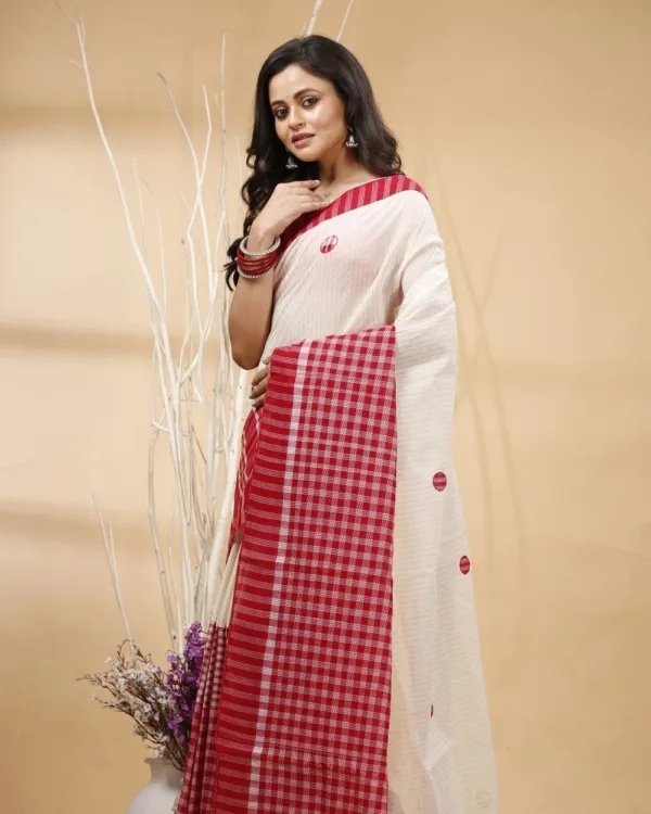 Nakshipar's Gamcha and Cotton Mix Match Saree