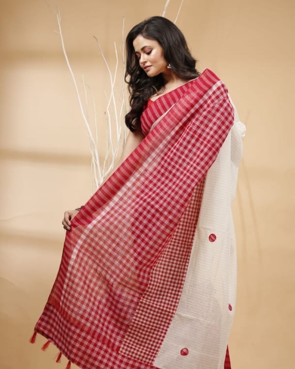 Nakshipar's Gamcha and Cotton Mix Match Saree