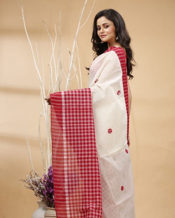 Nakshipar's Gamcha and Cotton Mix Match Saree