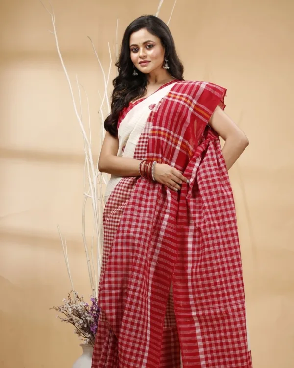 Nakshipar's Gamcha and Cotton Mix Match Saree