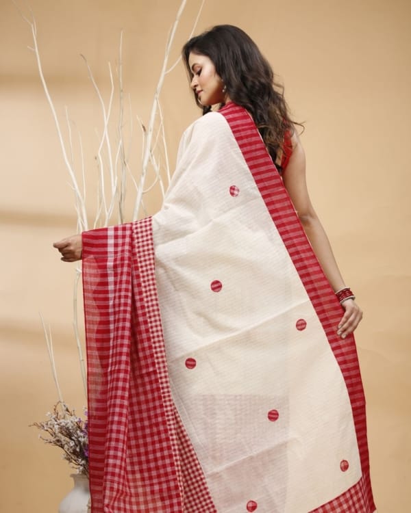 Nakshipar's Gamcha and Cotton Mix Match Saree