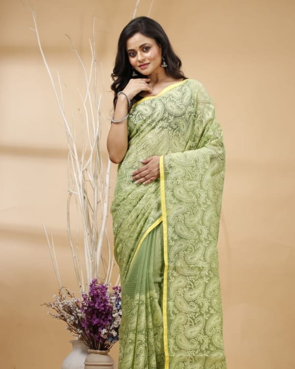 parshi-embroidery-on-pesta-green-resham-kota-saree